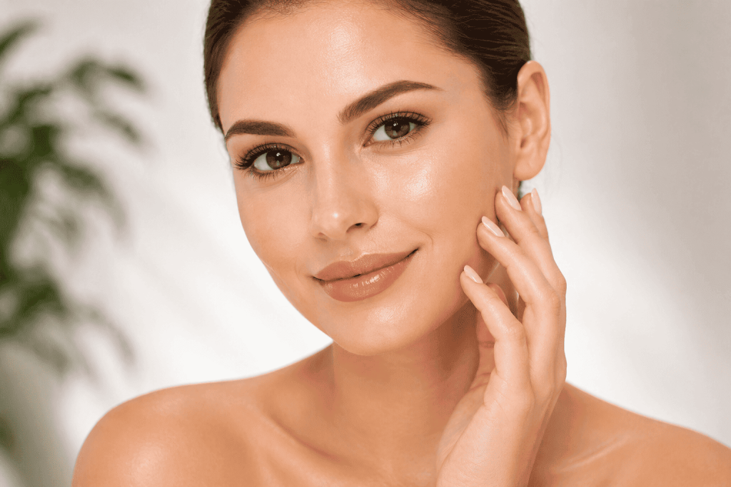 Glowing and hydrated skin result after skin booster injections at Sparkle Clinic Dubai