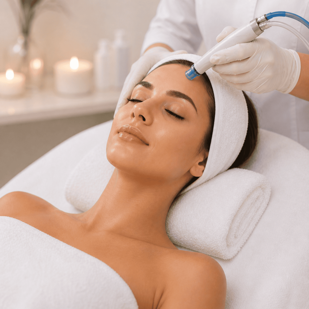 hydrafacial session in dubai aesthetic clinic relaxing skincare treatment