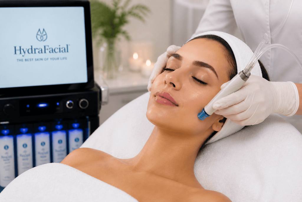 glowing hydrated skin after hydrafacial treatment