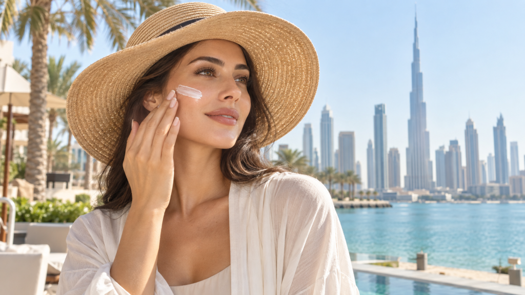 Sunscreen hat and sunglasses for sun protection in Dubai