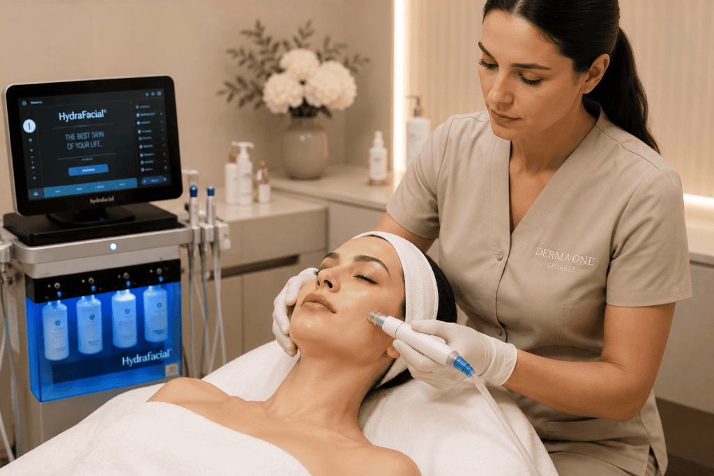 Professional facial treatment for dry skin at a luxury aesthetic clinic in Dubai